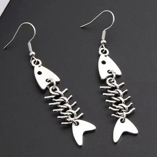 CZTICLE® Fashion Handmade Simple Design Antique Silver Color Fish Bone Earrings