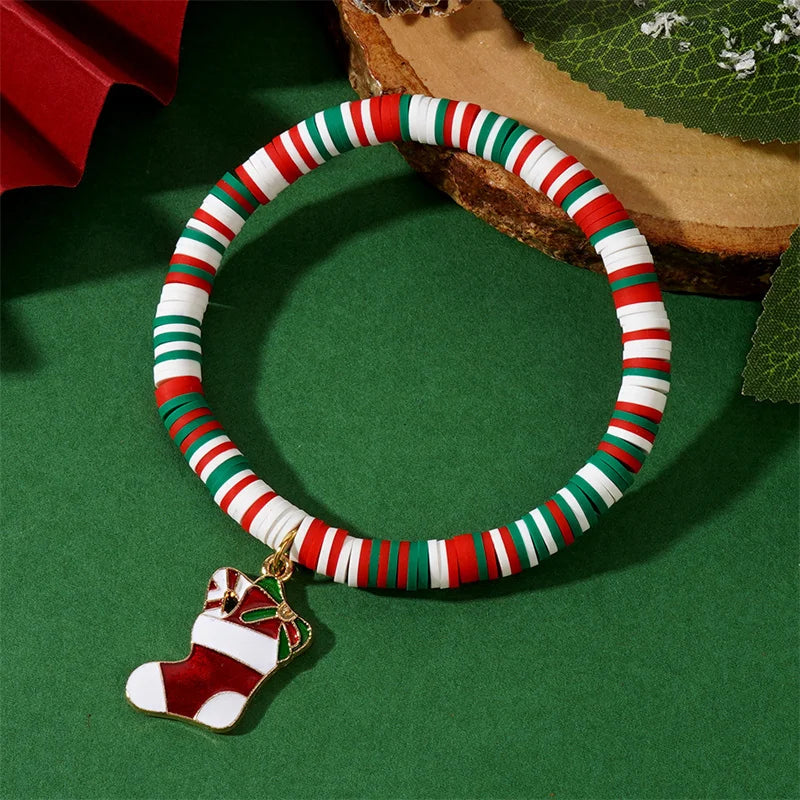 CZTICLE® Christmas polymer clay pendant bracelet party New Year holiday accessories